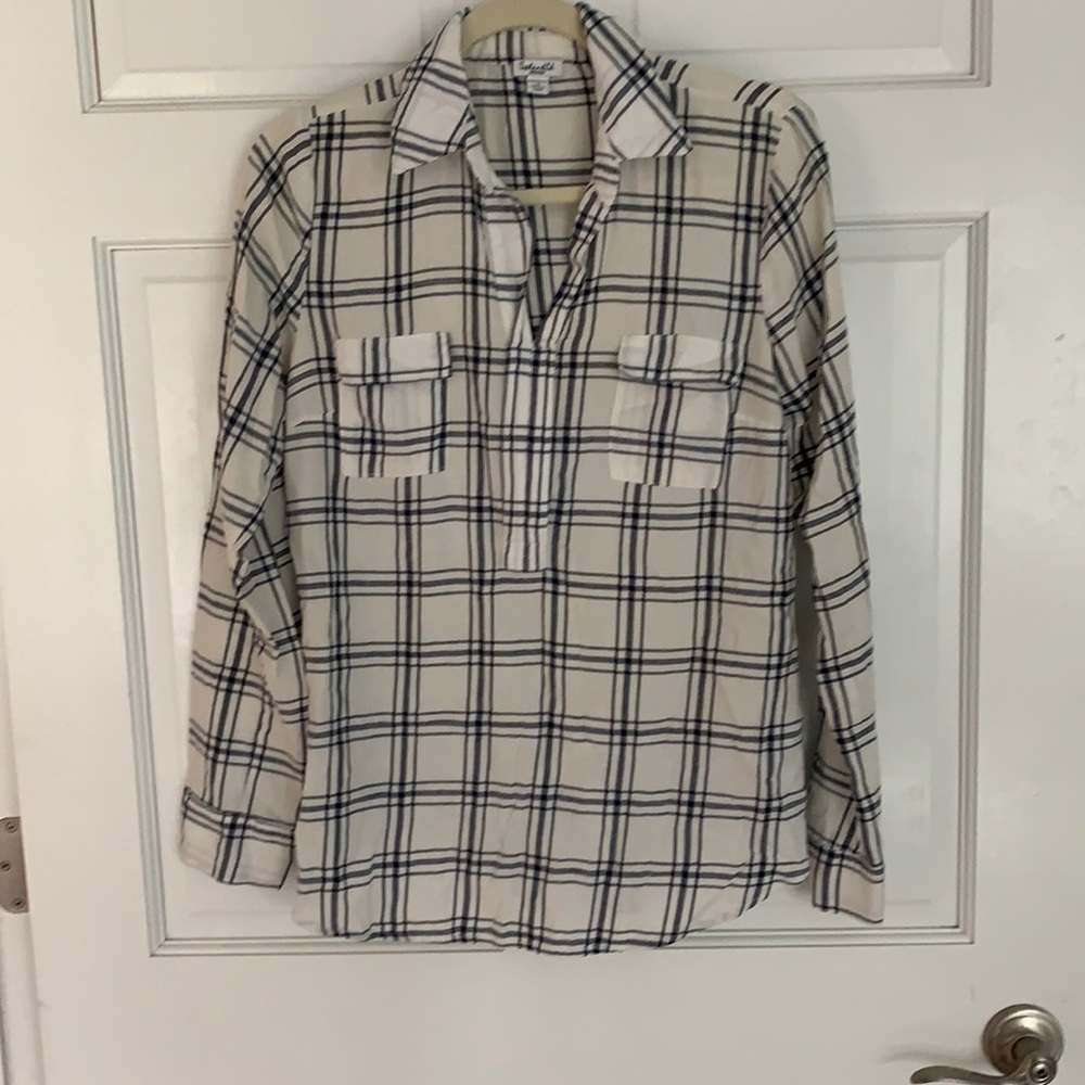 Ivory and grey plaid Splendid button down size M